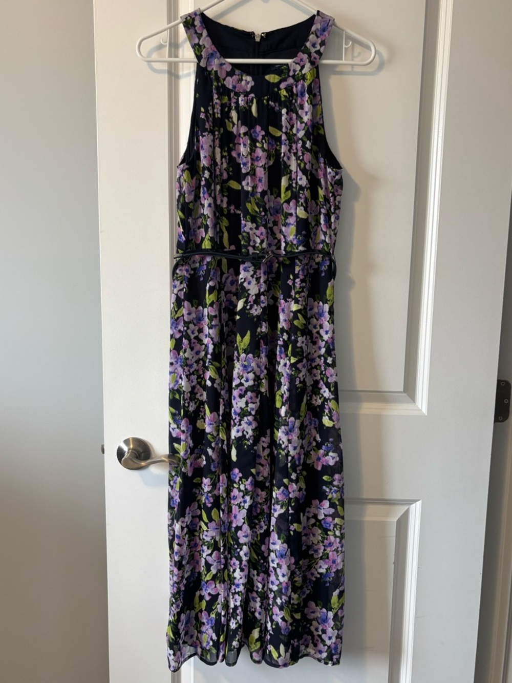 Tommy Hilfiger Black Maxi Dress with Purple Floral Print